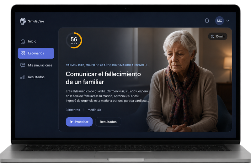 Simulación en curso: Comunicar el fallecimiento de un familiar